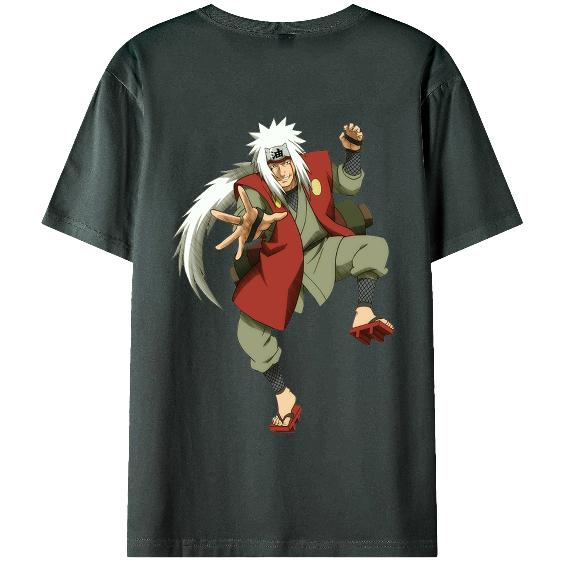 （画像用） NARUTO -ナルト- 自来也（じらいや） Jiraiya 綿100％ メンズ半袖Tシャツ（バックプリント） 通気性